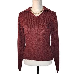 Vintage, Burgundy, Acrylic/Wool Blend Sweater. Size Medium